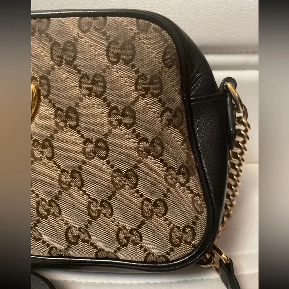 Gucci Marmont Supreme Crossbody Bag Black Brown Gold - Picture 2 of 10